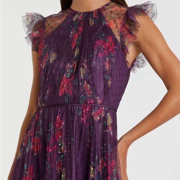 Mac Duggal Purple Floral Maxi Dress - Picture 1 of 5